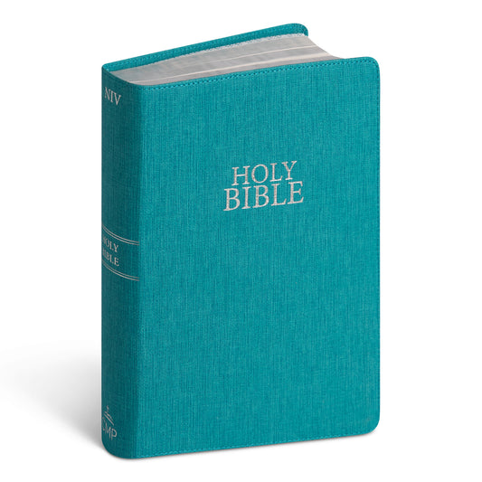 NIV Giant Print Luxury Linen Feel Turquoise Bible