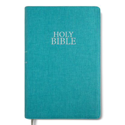 NIV Giant Print Luxury Linen Feel Turquoise Bible